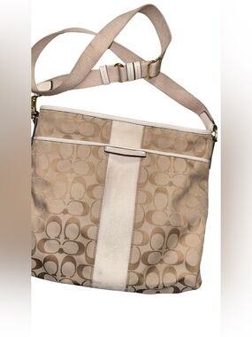Coach Neutral Signature Canvas Crossbody in Beige and Cream
